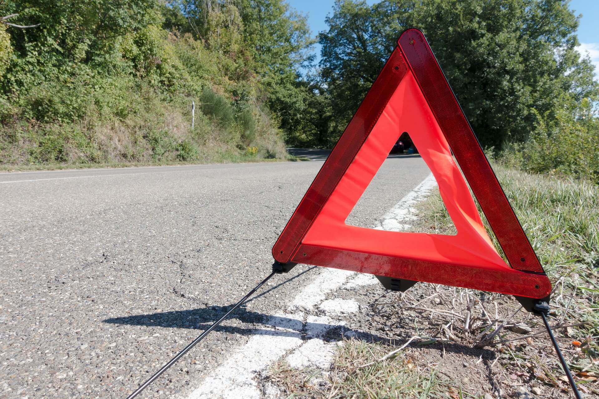 warning triangle by the roadside